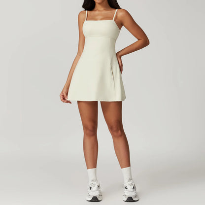 Women's Sports Beautiful Back Dress Removable Chest Cushion Breathable Outdoor Yoga Tennis Skirt Sexy Woman Yoga Sport Clothes