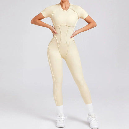 Hearuisavy 2025 New Style Workout Jumpsuit Gym Yoga Clothes Sportswear Women Short Sports Jumpsuit Long Sleeves Fitness Overalls