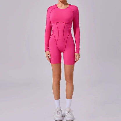 Hearuisavy 2025 New Style Workout Jumpsuit Gym Yoga Clothes Sportswear Women Short Sports Jumpsuit Long Sleeves Fitness Overalls