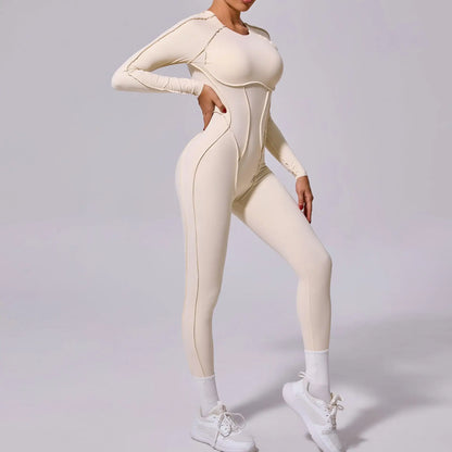 Hearuisavy 2025 New Style Workout Jumpsuit Gym Yoga Clothes Sportswear Women Short Sports Jumpsuit Long Sleeves Fitness Overalls