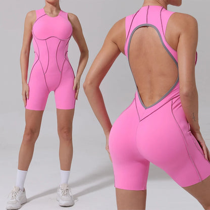 Hearuisavy 2025 New Style Workout Jumpsuit Gym Yoga Clothes Sportswear Women Short Sports Jumpsuit Long Sleeves Fitness Overalls