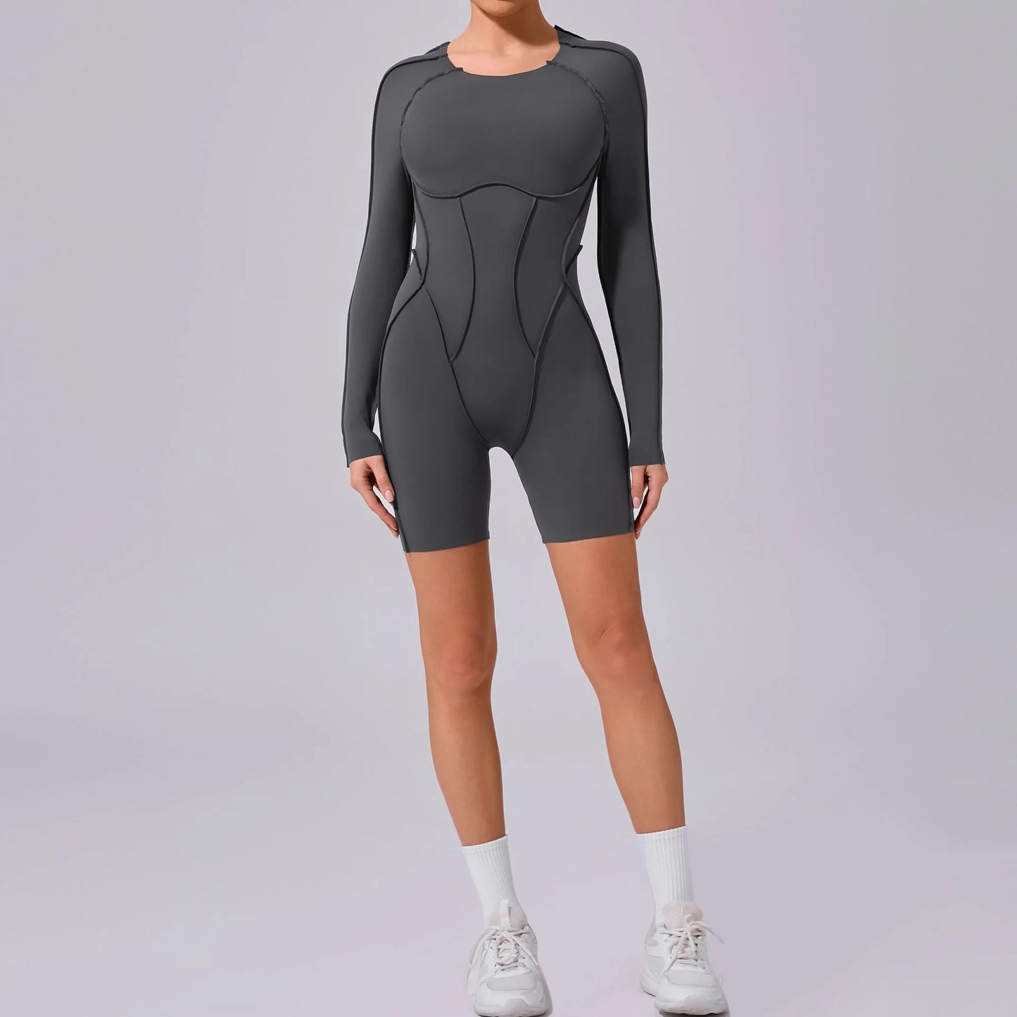 Hearuisavy 2025 New Style Workout Jumpsuit Gym Yoga Clothes Sportswear Women Short Sports Jumpsuit Long Sleeves Fitness Overalls