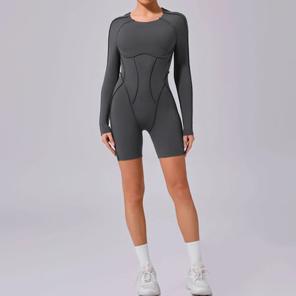 Hearuisavy 2025 New Style Workout Jumpsuit Gym Yoga Clothes Sportswear Women Short Sports Jumpsuit Long Sleeves Fitness Overalls