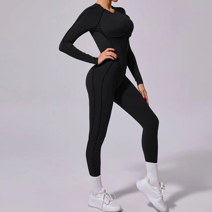 Hearuisavy 2025 New Style Workout Jumpsuit Gym Yoga Clothes Sportswear Women Short Sports Jumpsuit Long Sleeves Fitness Overalls