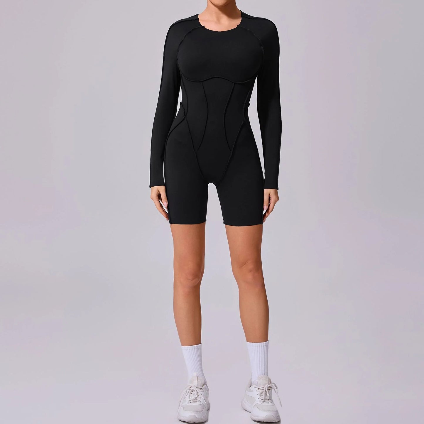 Hearuisavy 2025 New Style Workout Jumpsuit Gym Yoga Clothes Sportswear Women Short Sports Jumpsuit Long Sleeves Fitness Overalls