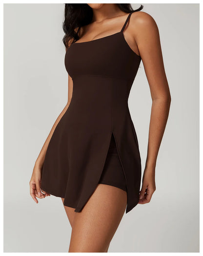 Women's Sports Beautiful Back Dress Removable Chest Cushion Breathable Outdoor Yoga Tennis Skirt Sexy Woman Yoga Sport Clothes
