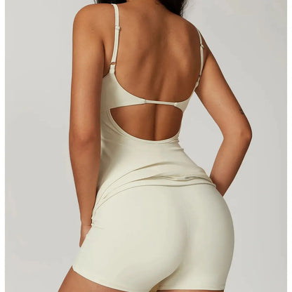 Women's Sports Beautiful Back Dress Removable Chest Cushion Breathable Outdoor Yoga Tennis Skirt Sexy Woman Yoga Sport Clothes