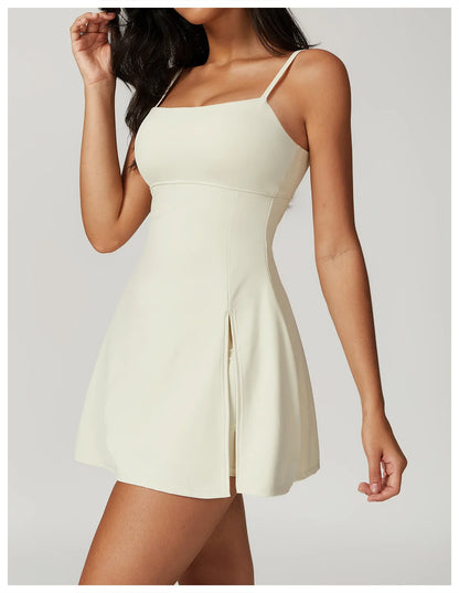Women's Sports Beautiful Back Dress Removable Chest Cushion Breathable Outdoor Yoga Tennis Skirt Sexy Woman Yoga Sport Clothes