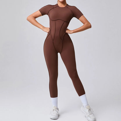 Hearuisavy 2025 New Style Workout Jumpsuit Gym Yoga Clothes Sportswear Women Short Sports Jumpsuit Long Sleeves Fitness Overalls