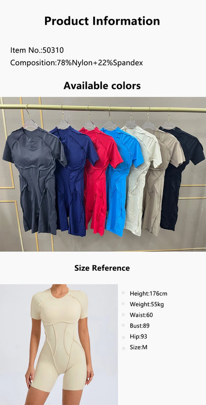 Hearuisavy 2025 New Style Workout Jumpsuit Gym Yoga Clothes Sportswear Women Short Sports Jumpsuit Long Sleeves Fitness Overalls