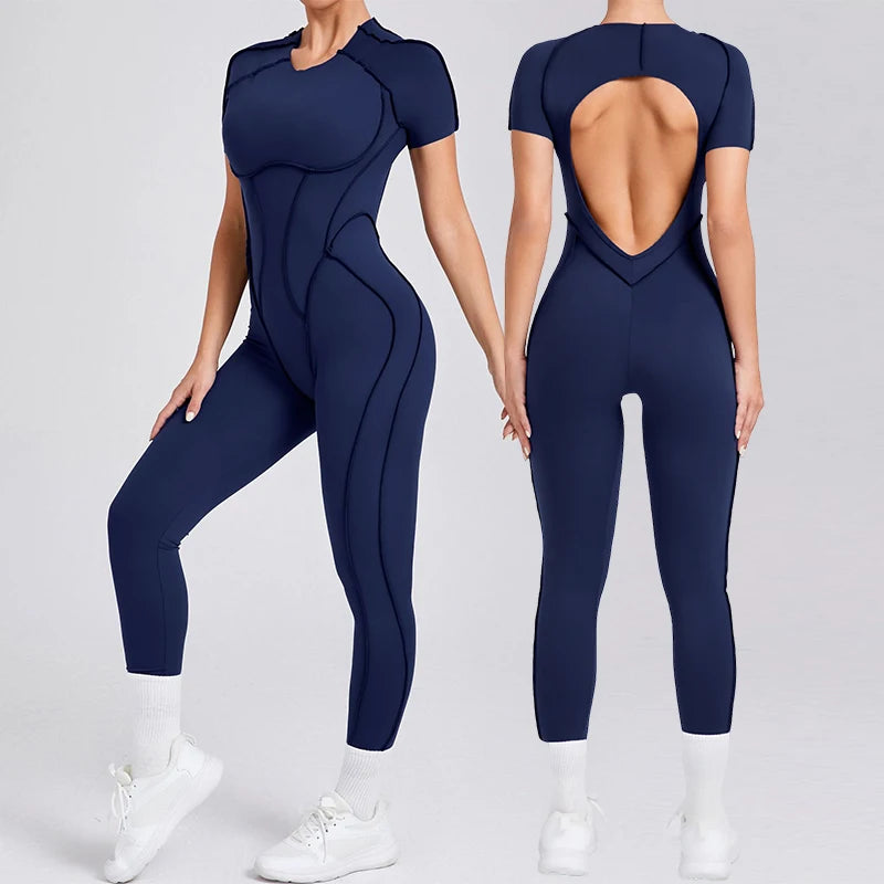 Hearuisavy 2025 New Style Workout Jumpsuit Gym Yoga Clothes Sportswear Women Short Sports Jumpsuit Long Sleeves Fitness Overalls