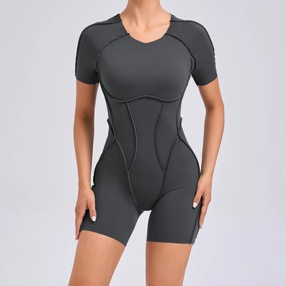 Hearuisavy 2025 New Style Workout Jumpsuit Gym Yoga Clothes Sportswear Women Short Sports Jumpsuit Long Sleeves Fitness Overalls